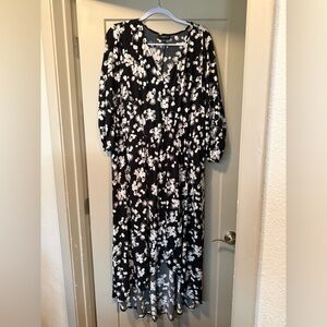 Lane Bryant Black and White Floral High Low Dress